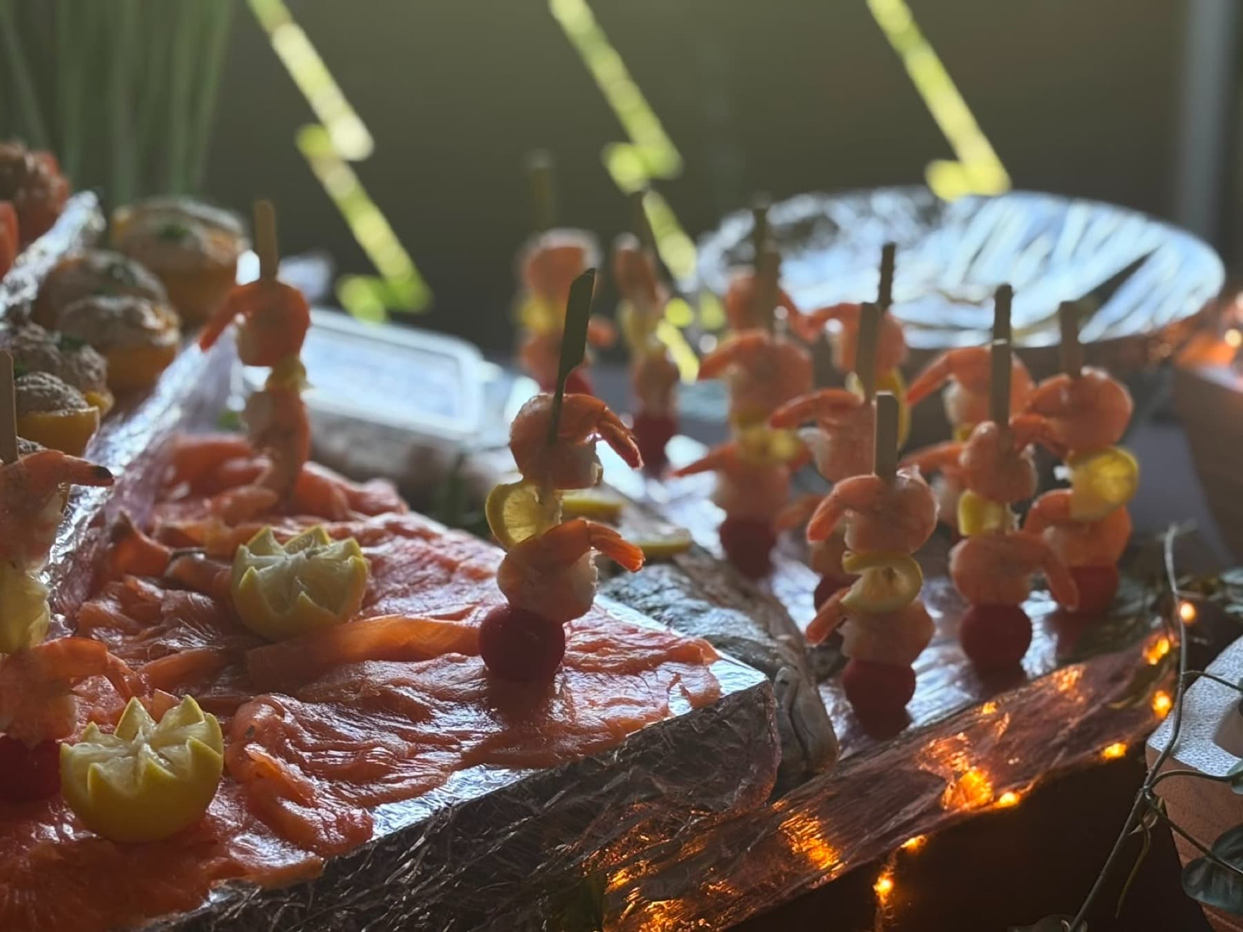 Brochettes de scampis et saumon